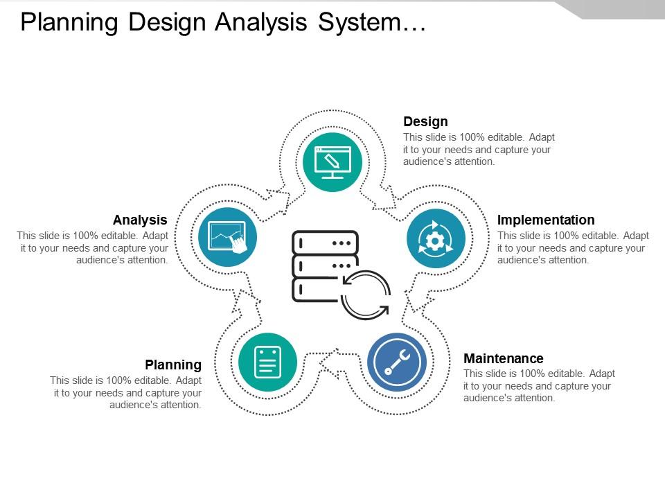 Planning design analysis system development life cycle with icons Slide00