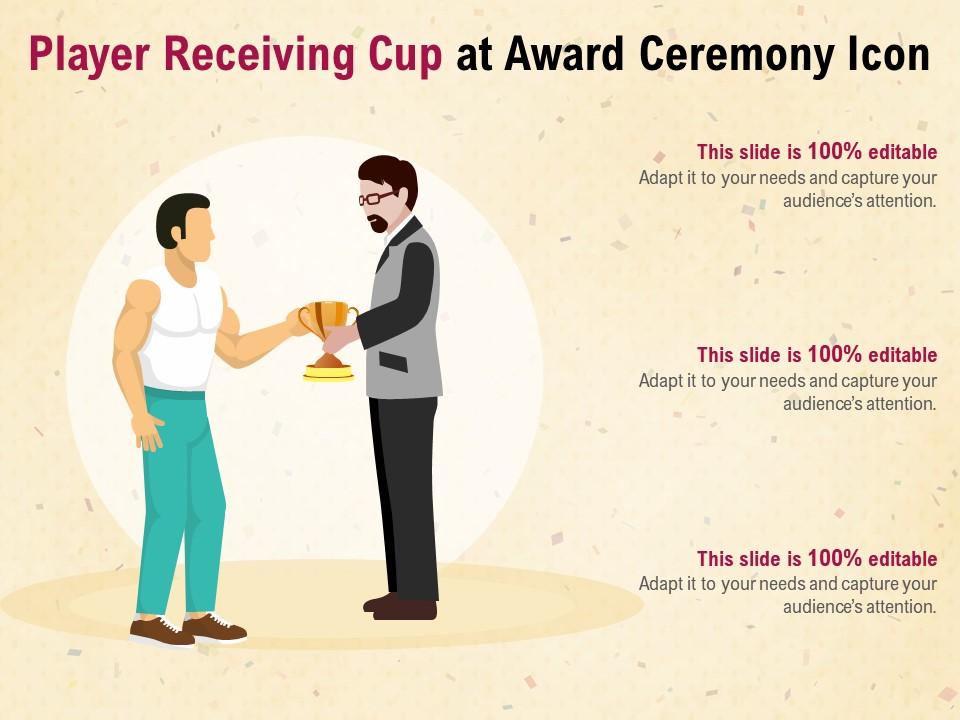 Player receiving cup at award ceremony icon Slide00
