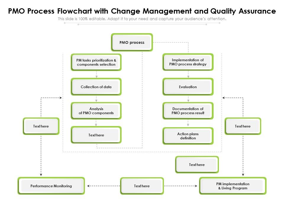 Pmo process flowchart with change management and quality assurance Slide00