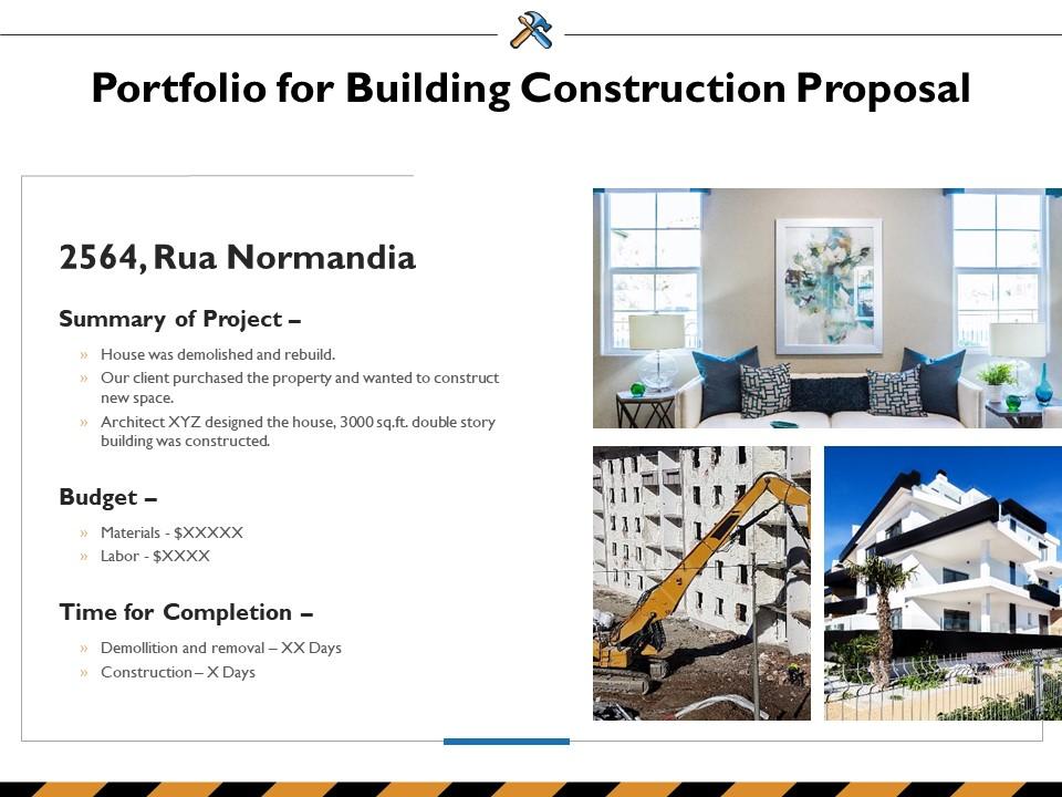 Portfolio For Building Construction Proposal Ppt Powerpoint