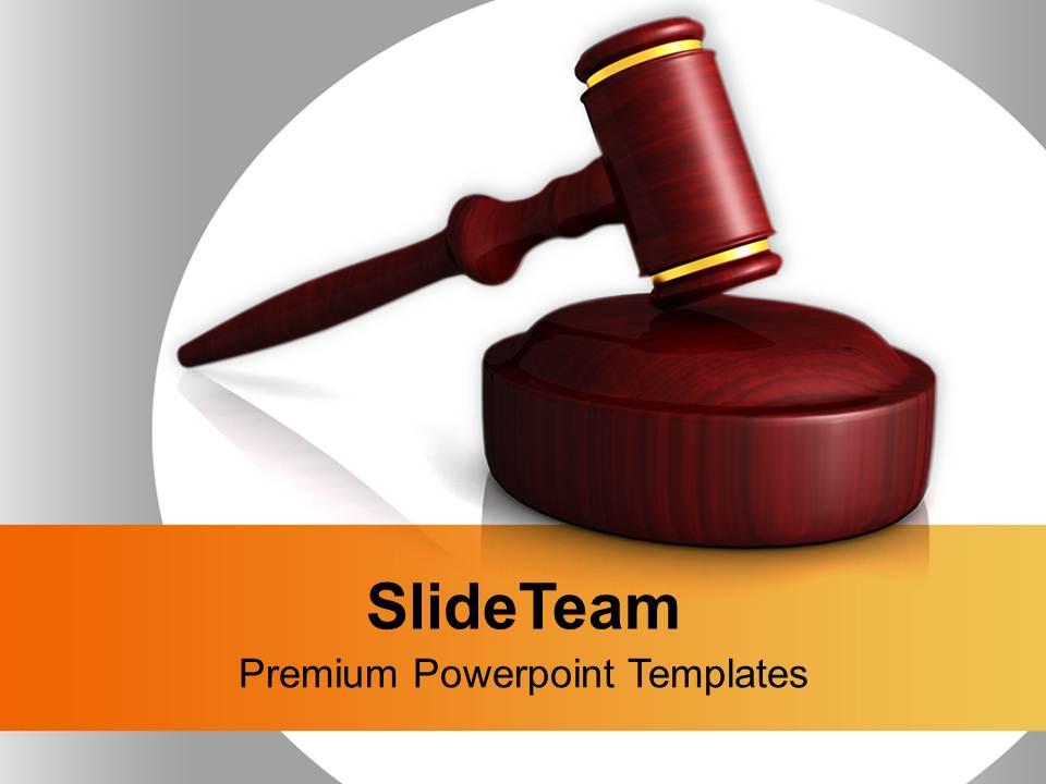 Portrayal of judges wooden gavel powerpoint templates ppt themes and graphics 0213 Slide01