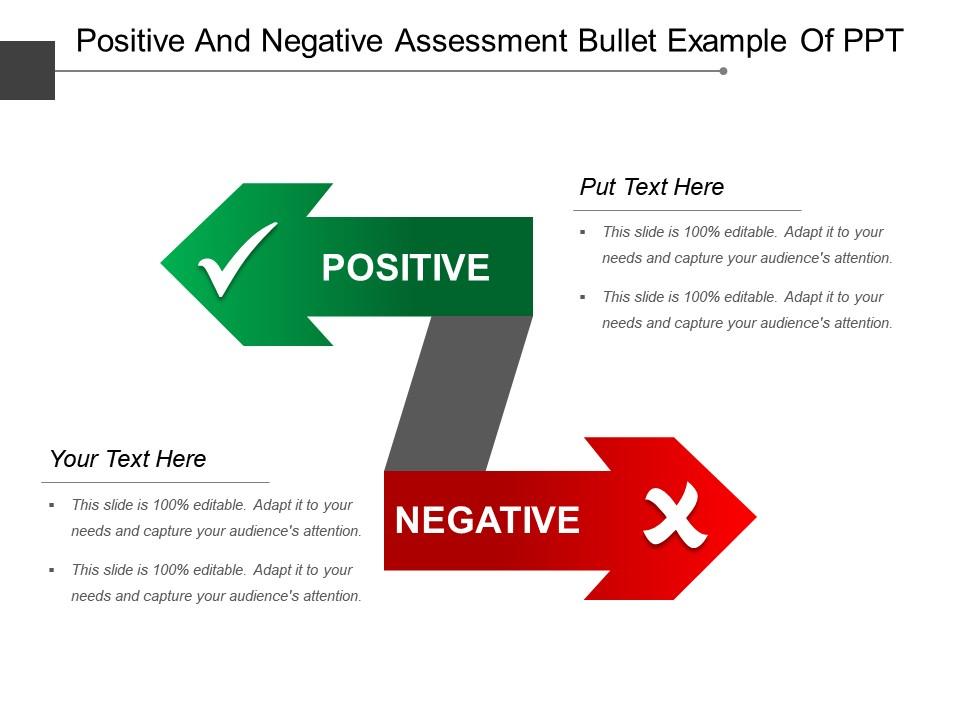 Positive and negative assessment bullet example of ppt Slide01
