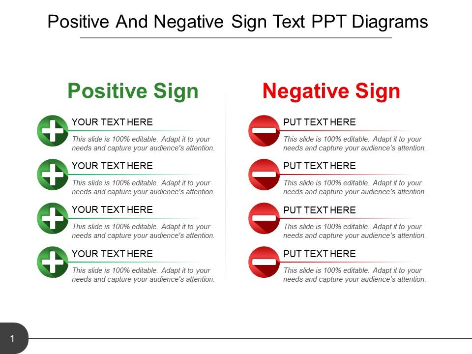 positive_and_negative_sign_text_ppt_diagrams_Slide01