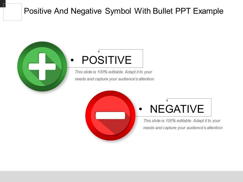 Positive and negative symbol with bullet ppt example Slide01