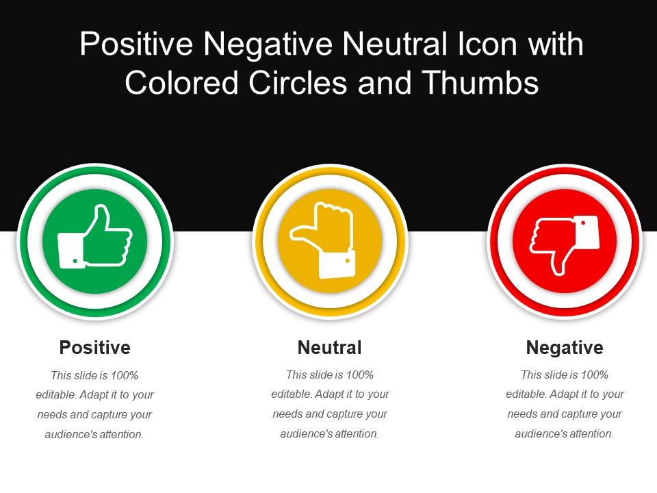 Positive negative neutral icon with colored circles and thumbs Slide01