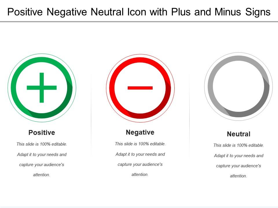 Positiv Negativ Neutral Symbol mit Plus und Minuszeichen Vorlagen PowerPointFolien PPT