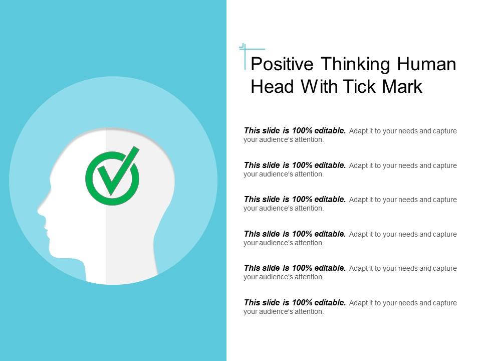 Positive thinking human head with tick mark Slide01