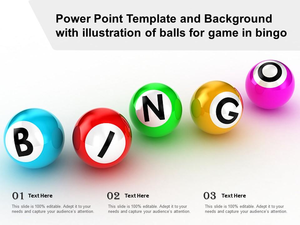Power point template and background with illustration of balls for game in bingo Slide01