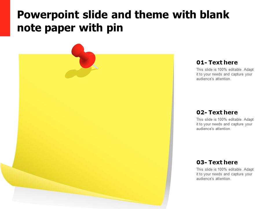 Powerpoint Slide And Theme With Blank Note Paper With Pin