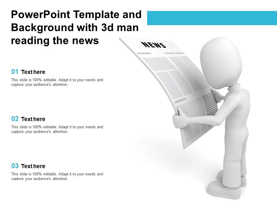 Powerpoint Template And Background With 3d Man Reading The News Presentation Graphics Presentation Powerpoint Example Slide Templates