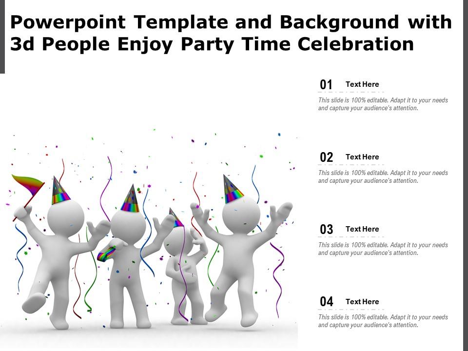 Powerpoint template and background with 3d people enjoy party time celebration Slide01