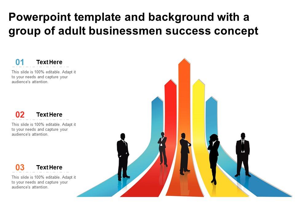 Powerpoint template and background with a group of adult businessmen success concept