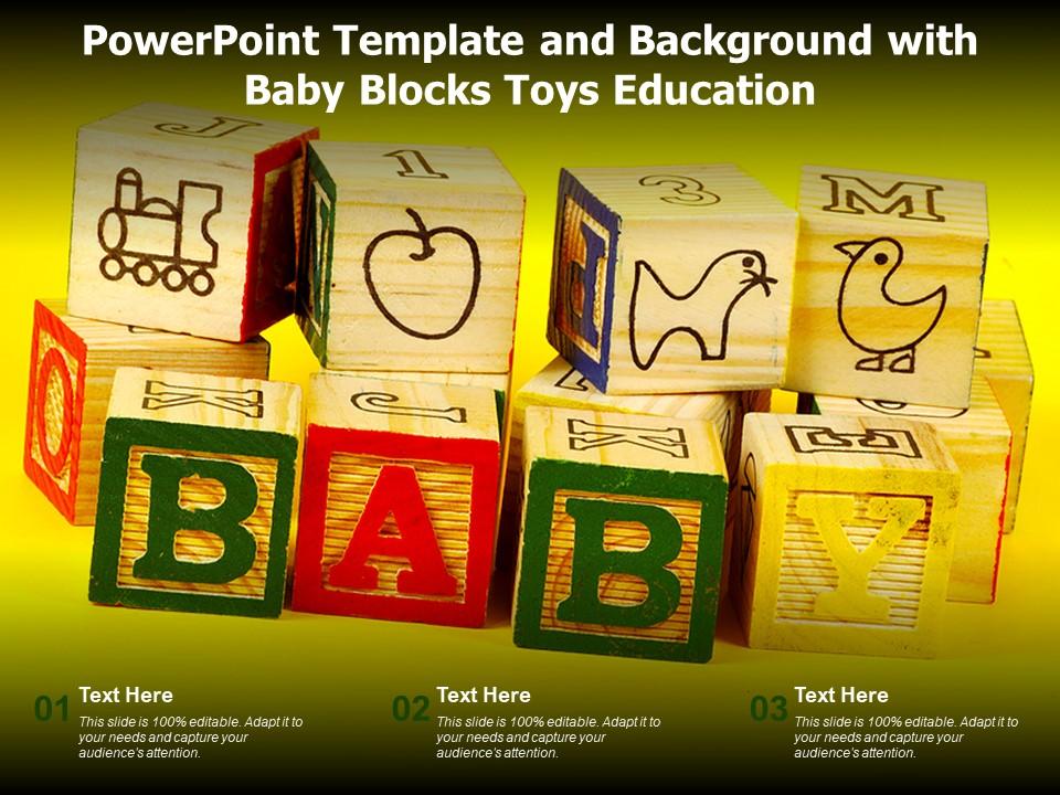 Powerpoint template and background with baby blocks toys education
