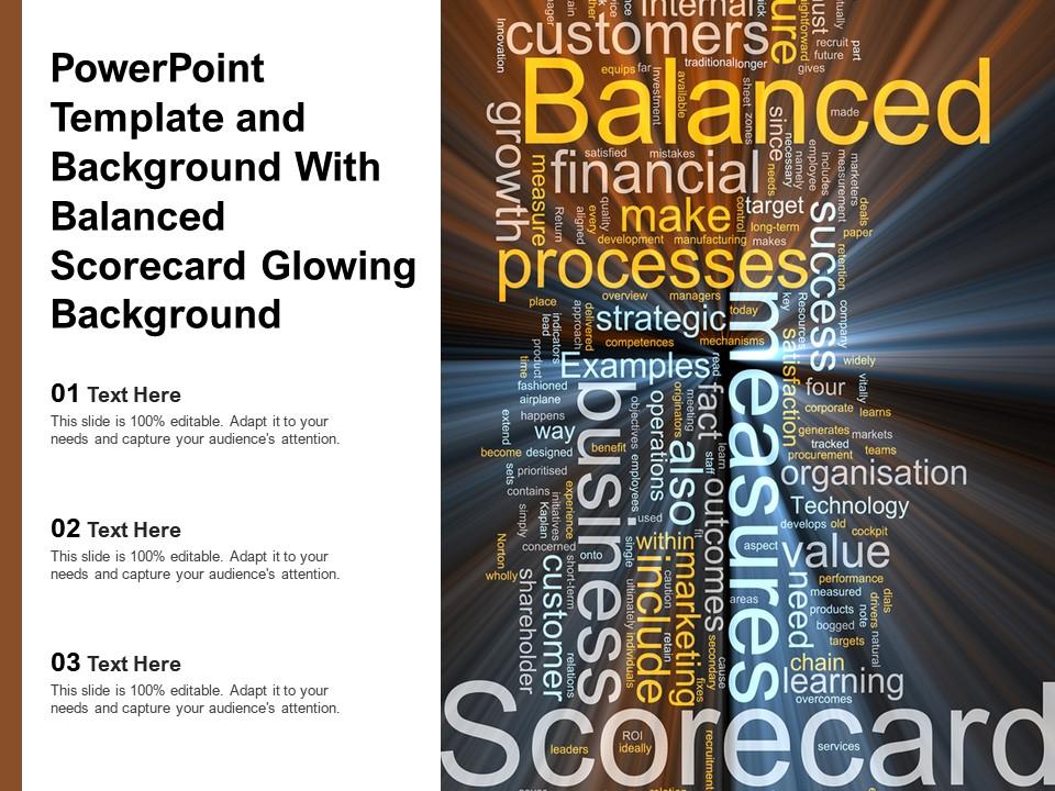 Powerpoint template and background with balanced scorecard glowing background Slide01