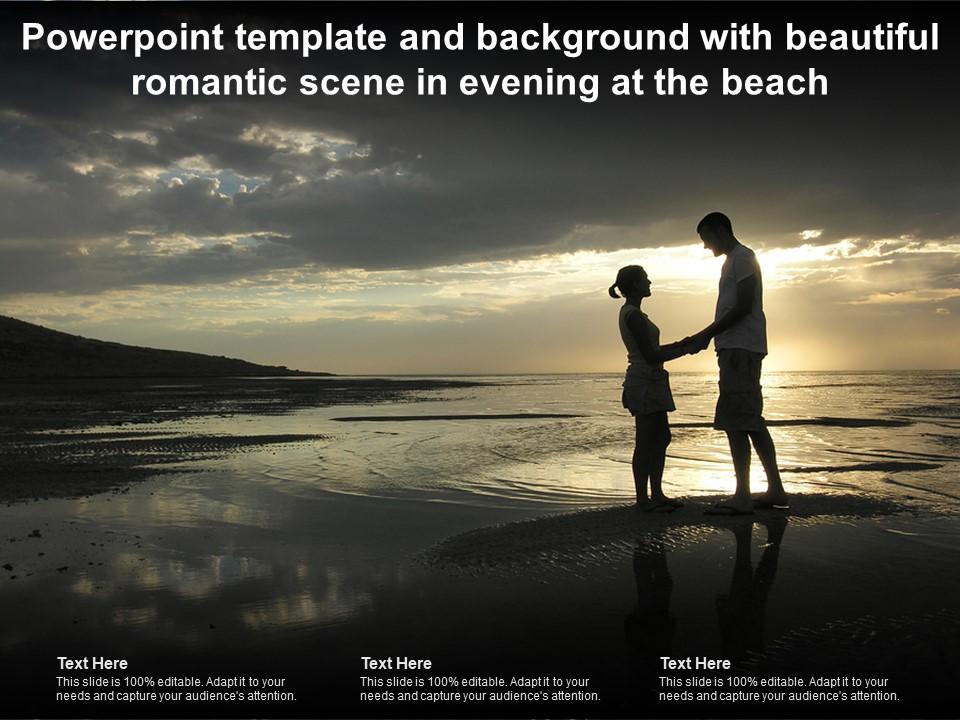 Powerpoint Template And Background With Beautiful Romantic Scene In Evening  At The Beach | Presentation Graphics | Presentation PowerPoint Example |  Slide Templates