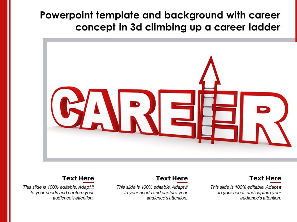Powerpoint template and background with career concept in 3d climbing up a career ladder