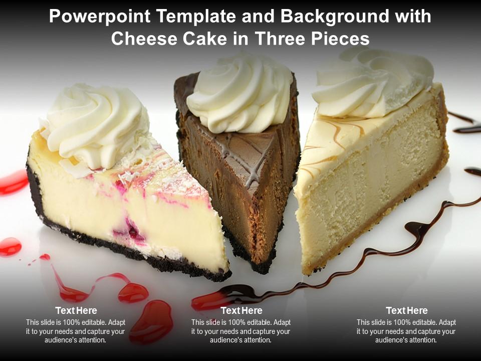Powerpoint Template And Background With Cheese Cake In Three Pieces