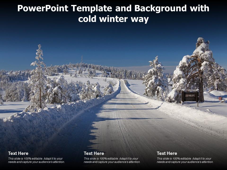 Powerpoint template and background with cold winter way Slide00