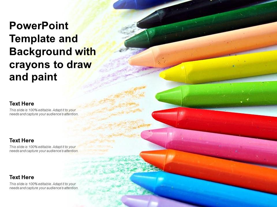 Powerpoint Template And Background With Crayons To Draw And Paint