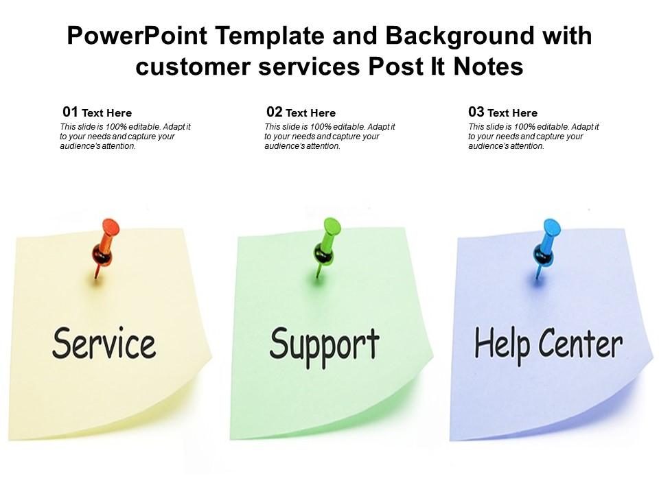 Powerpoint Template And Background With Customer Services Post It Notes
