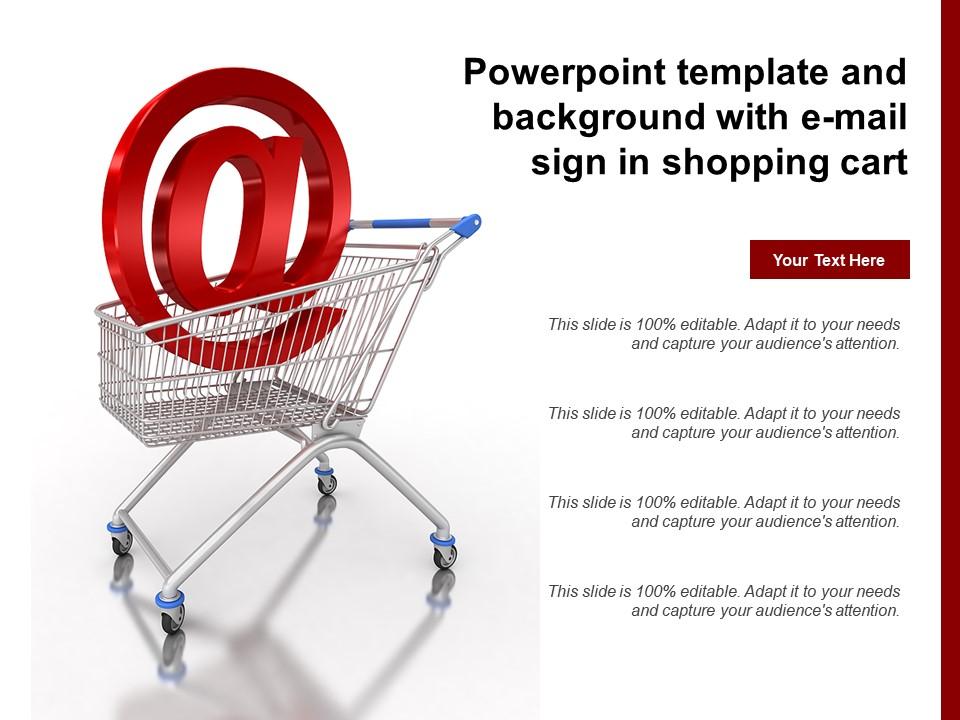 Powerpoint template and background with e mail sign in shopping cart