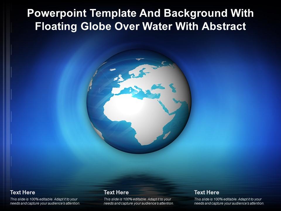 Powerpoint template and background with floating globe over water with abstract Slide01