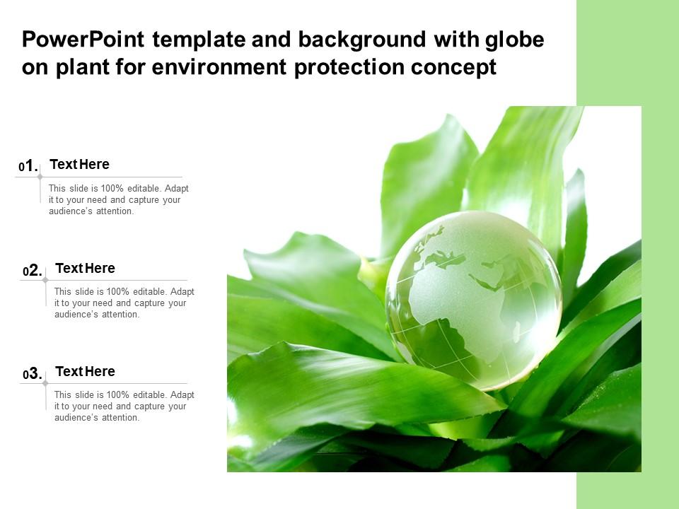 Powerpoint template and background with globe on plant for environment protection concept Slide01