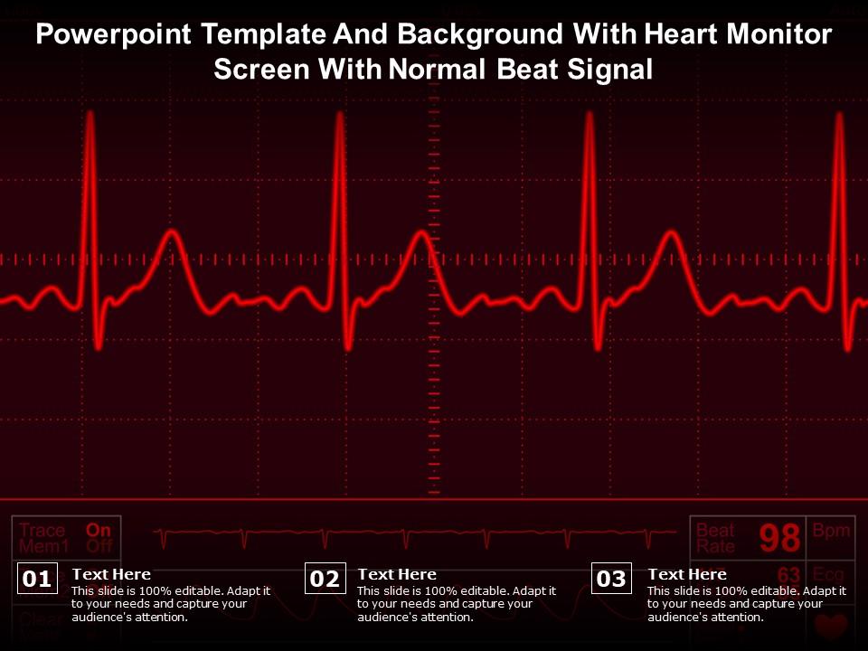 Powerpoint Template And Background With Heart Monitor Screen With