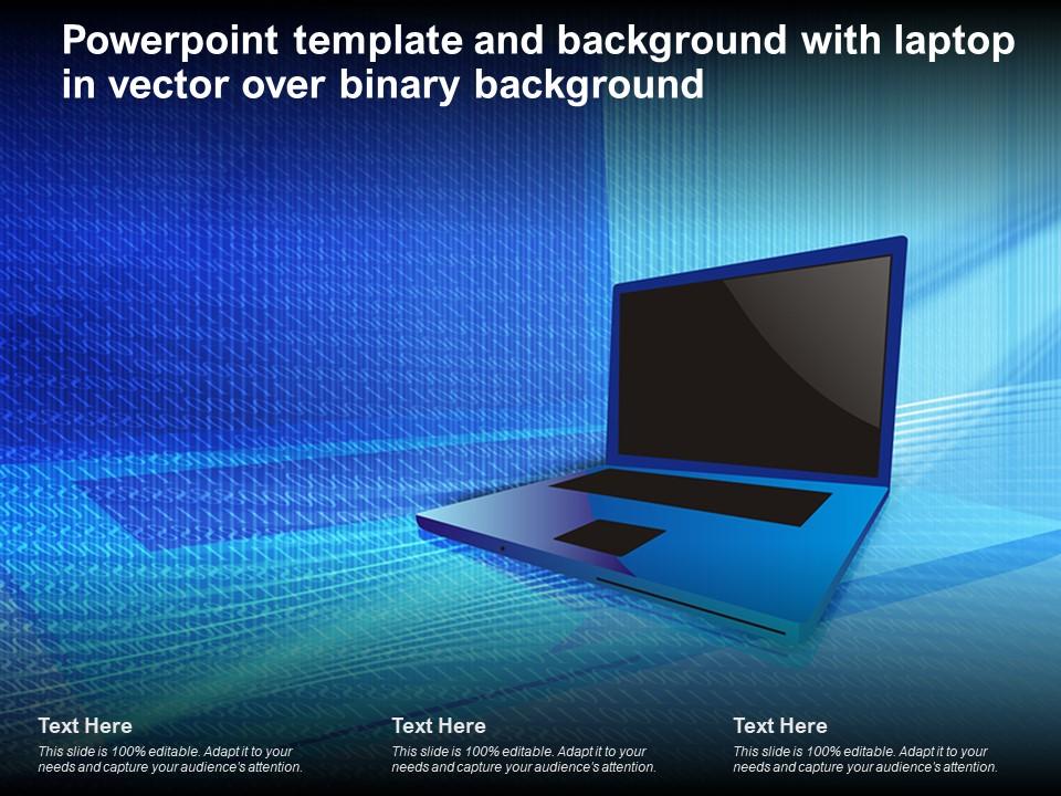Powerpoint Template And Background With Laptop In Vector Over Binary ...