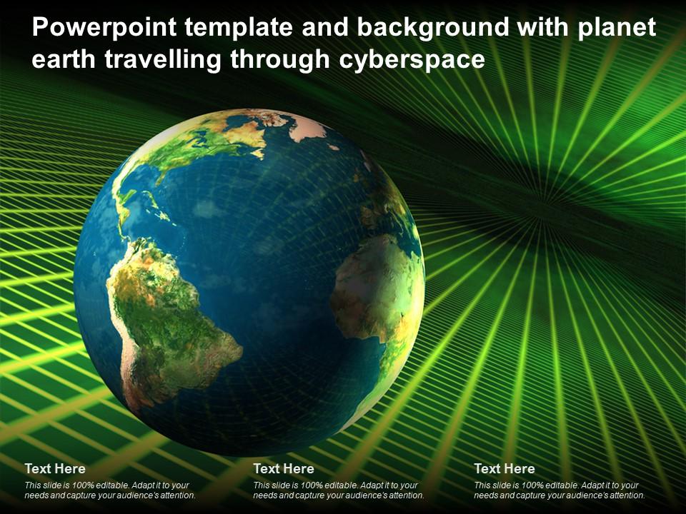 Powerpoint template and background with planet earth travelling through cyberspace