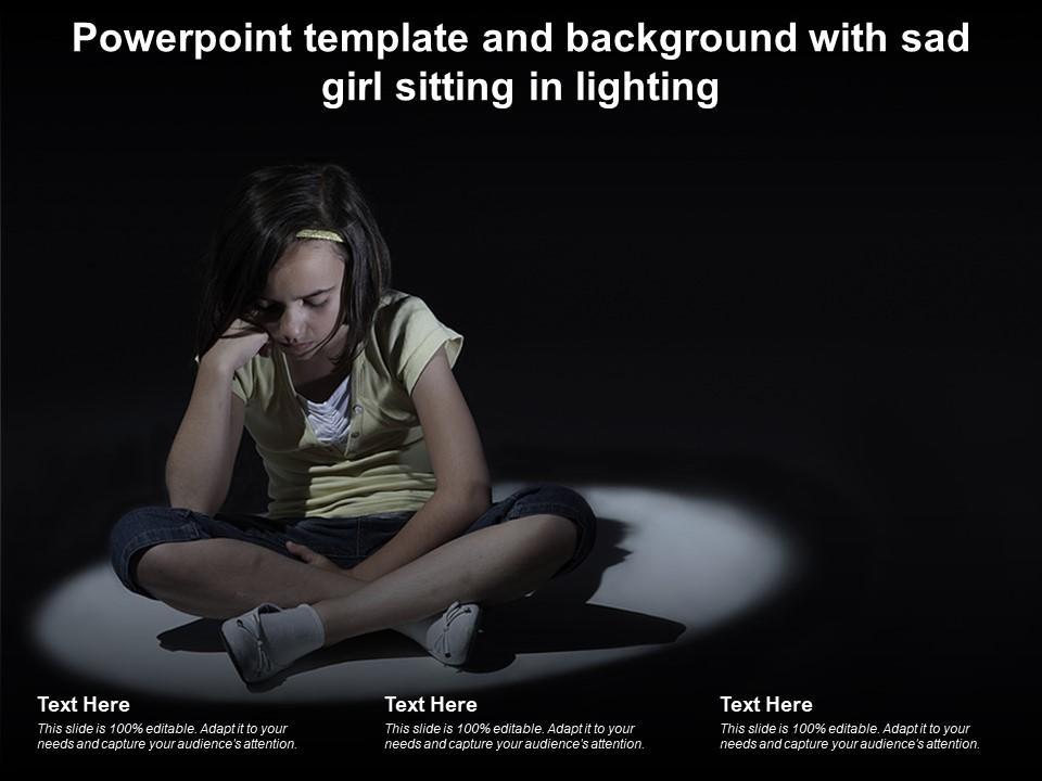 Powerpoint Template And Background With Sad Girl Sitting In Lighting |  Presentation Graphics | Presentation PowerPoint Example | Slide Templates