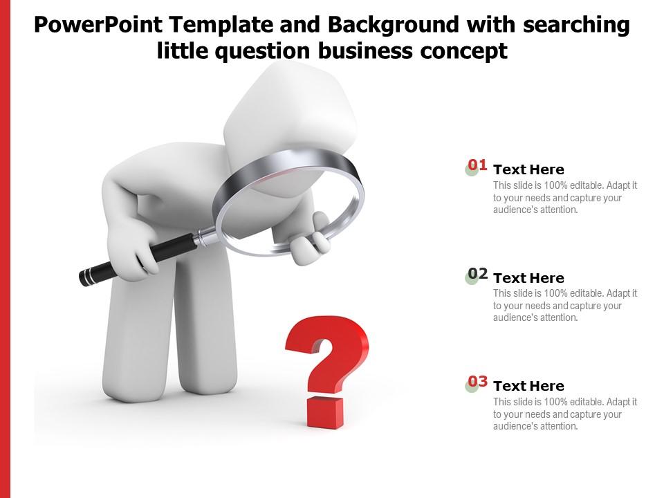 Powerpoint template and background with searching little question business concept