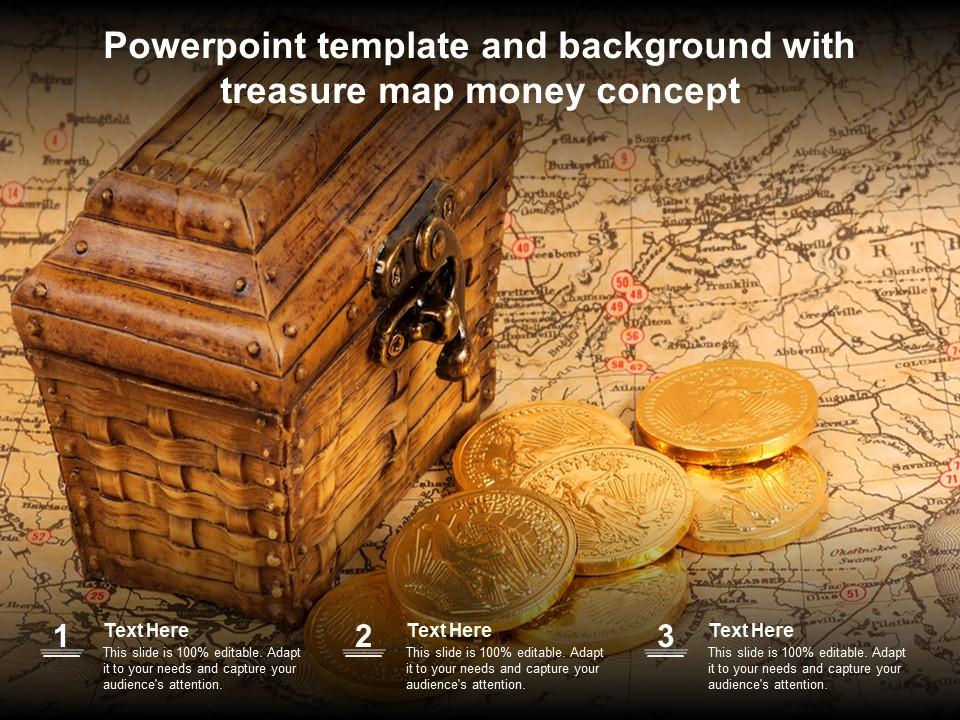 Powerpoint template and background with treasure map money concept