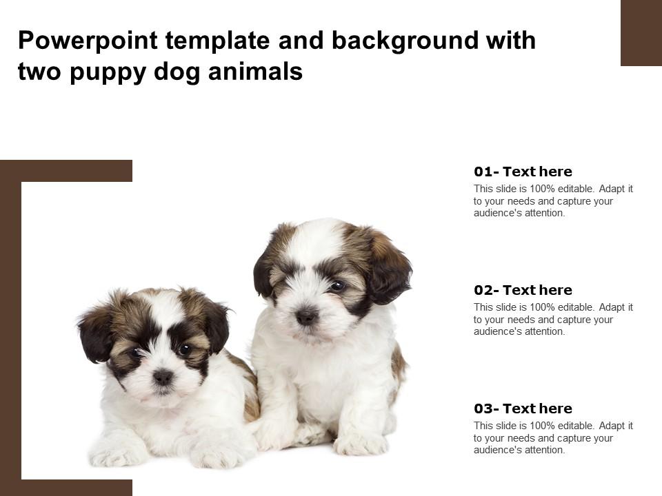 Powerpoint Template And Background With Two Puppy Dog Animals |  Presentation Graphics | Presentation PowerPoint Example | Slide Templates
