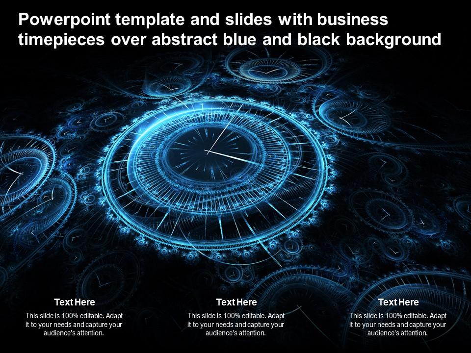 Powerpoint Template And Slides With Business Timepieces Over Abstract Blue  And Black Background | Presentation Graphics | Presentation PowerPoint  Example | Slide Templates