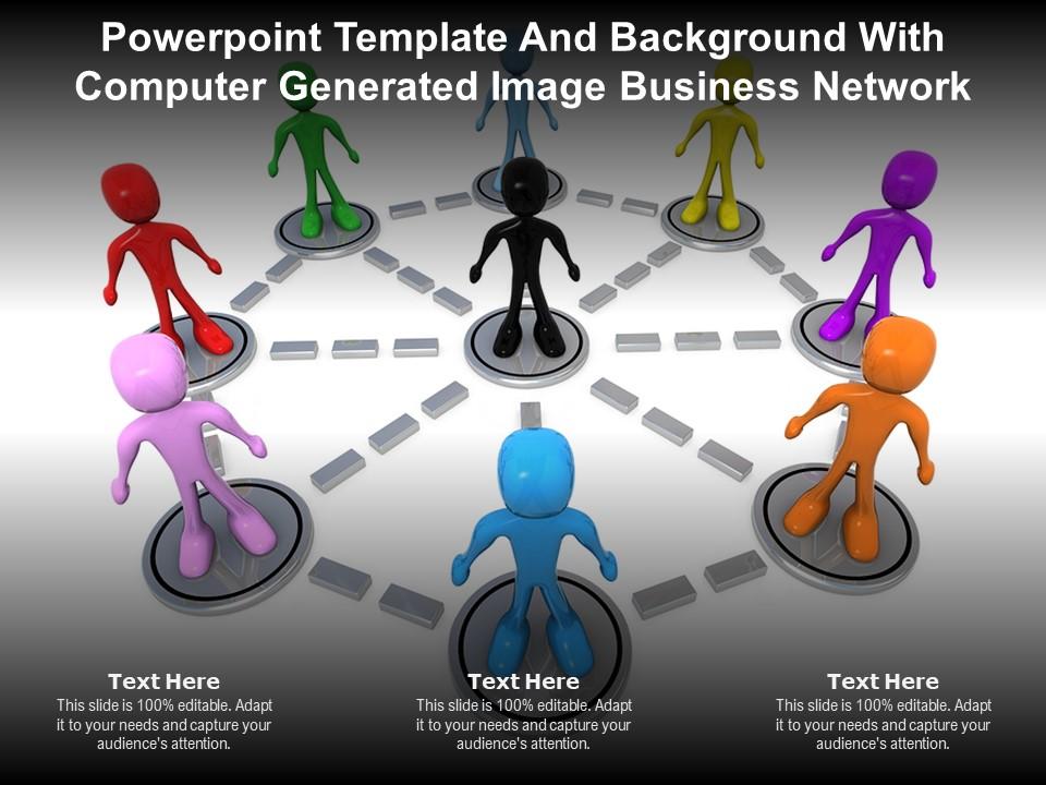 Powerpoint Template With Computer Generated Image Business Network Ppt ...