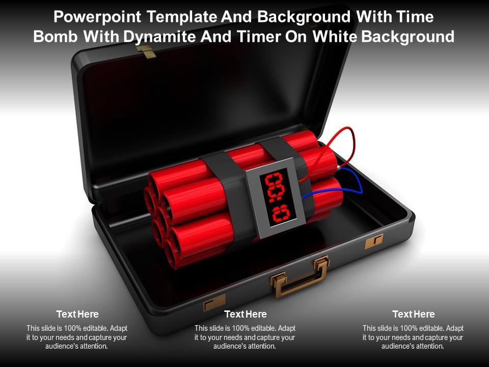 Powerpoint Template With Time Bomb With Dynamite And Timer On White