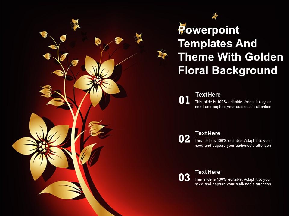 Powerpoint Templates And Theme With Golden Floral Background | Presentation  Graphics | Presentation PowerPoint Example | Slide Templates