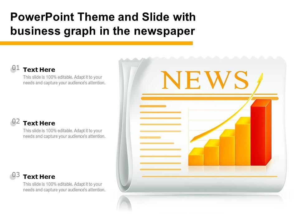 Powerpoint theme and slide with business graph in the newspaper