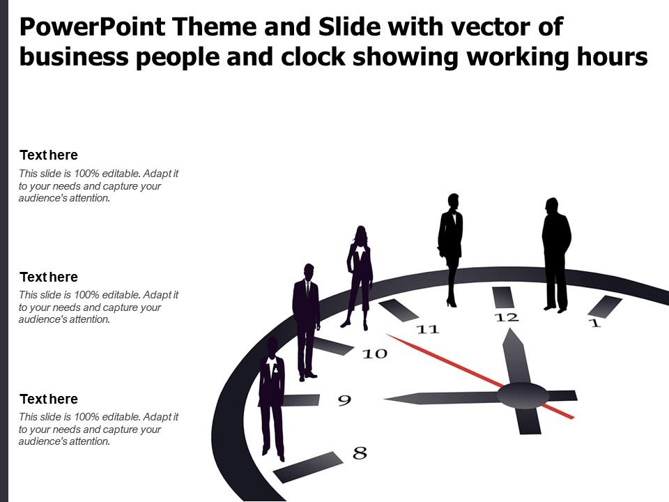 Powerpoint Theme And Slide With Vector Of Business People And Clock Showing Working Hours