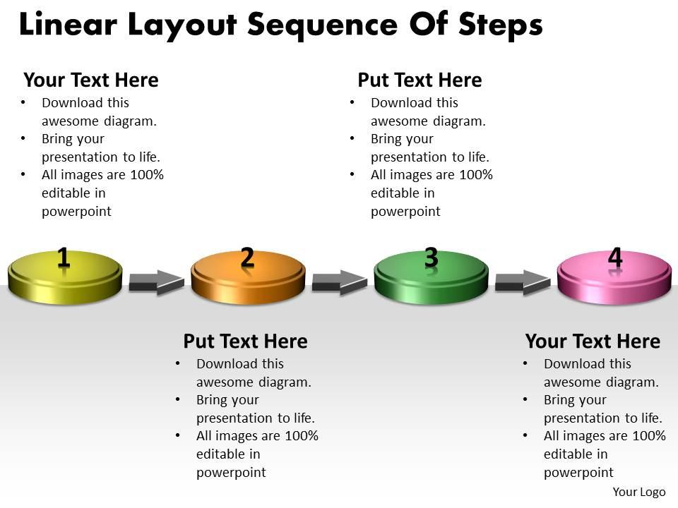 Ppt linear layout sequence of practice the powerpoint macro steps business templates 4 stages Slide01