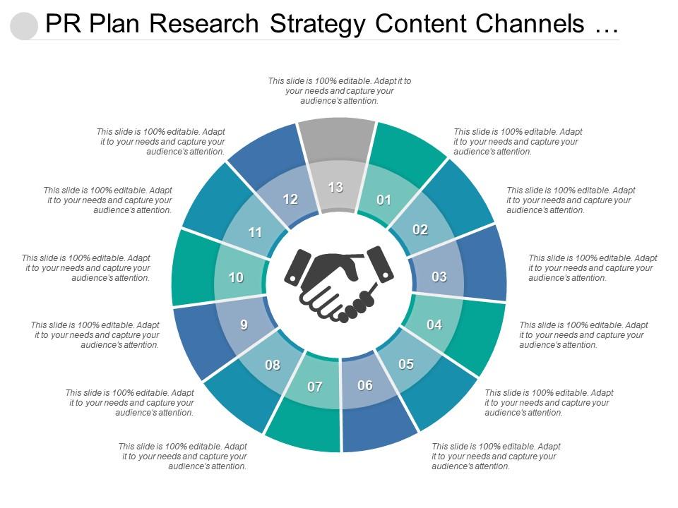 Pr plan research strategy content channels engagement evaluation public relations Slide01