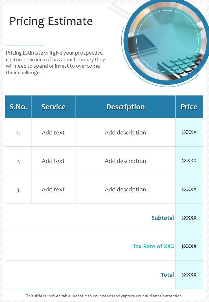 Pricing Estimate Business Proposal Template One Pager Sample Example Document Presentation