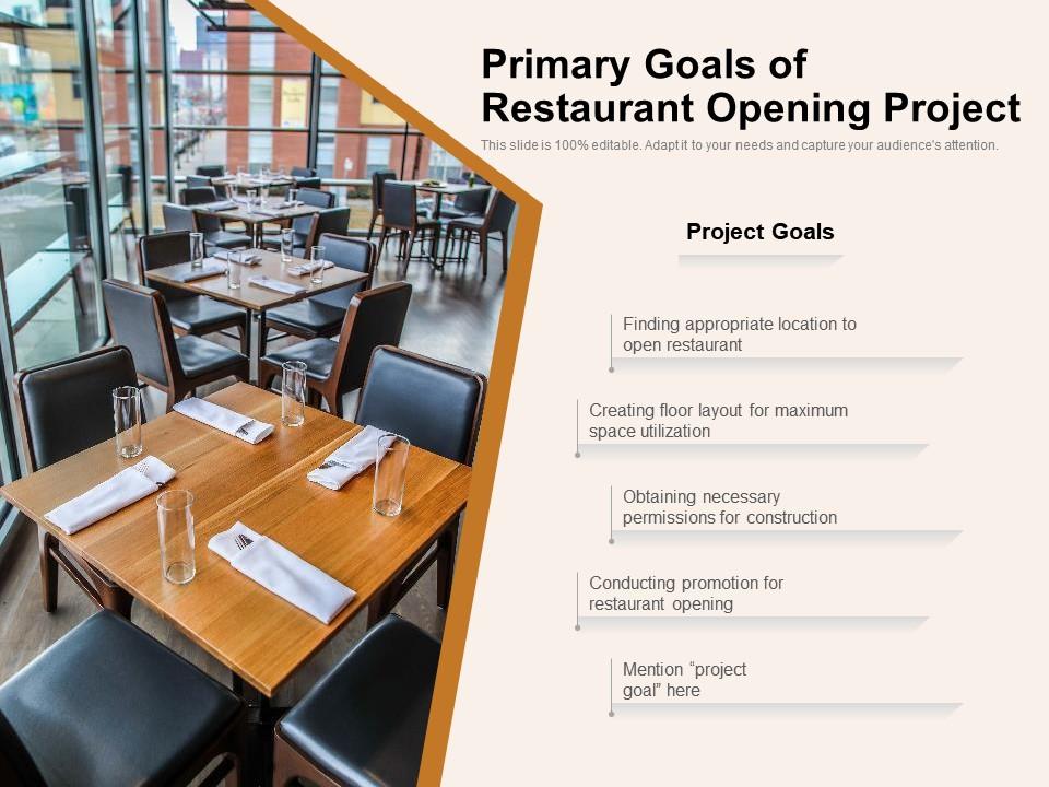 Primary goals of restaurant opening project Presentation Graphics