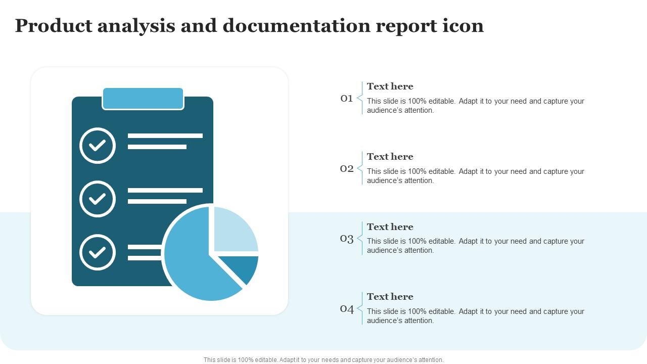 Product Analysis And Documentation Report Icon PPT PowerPoint