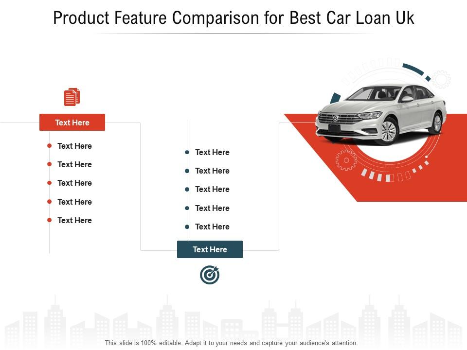 Product feature comparison for best car loan uk 2 infographic template Slide00