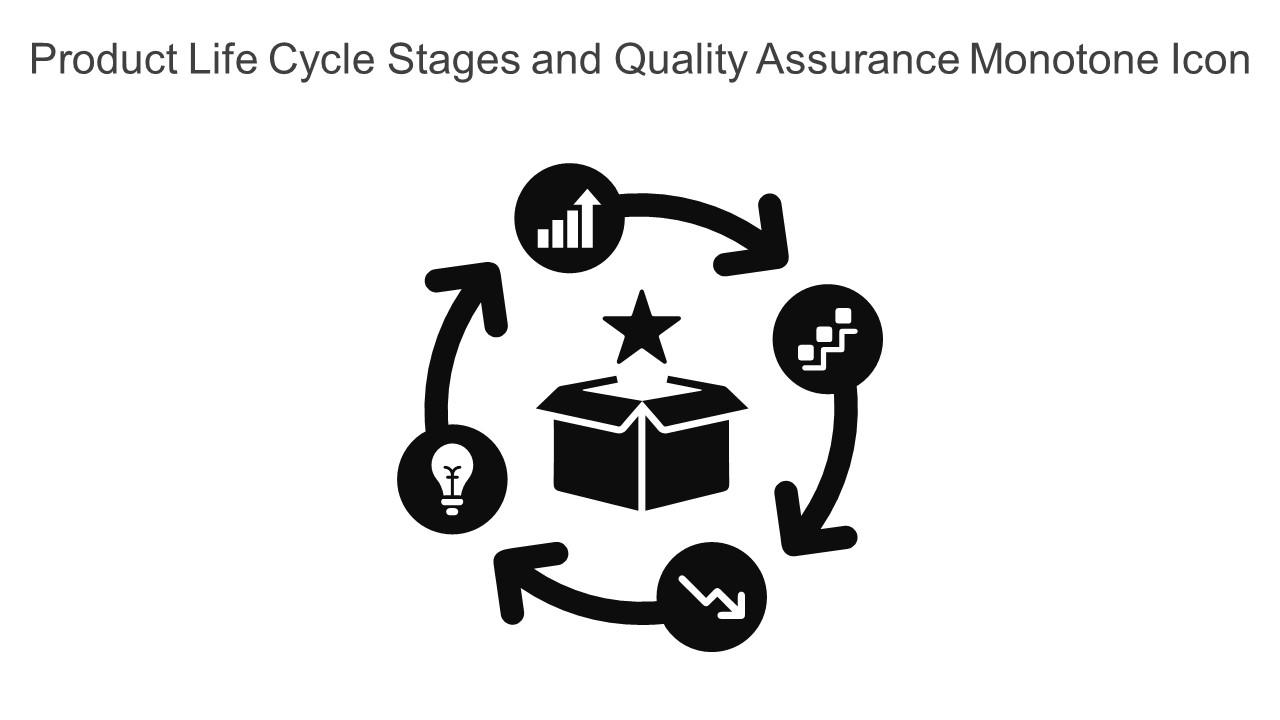 Product Life Cycle Stages And Quality Assurance Monotone Icon In Powerpoint Pptx Png And Editable Eps Format Slide01