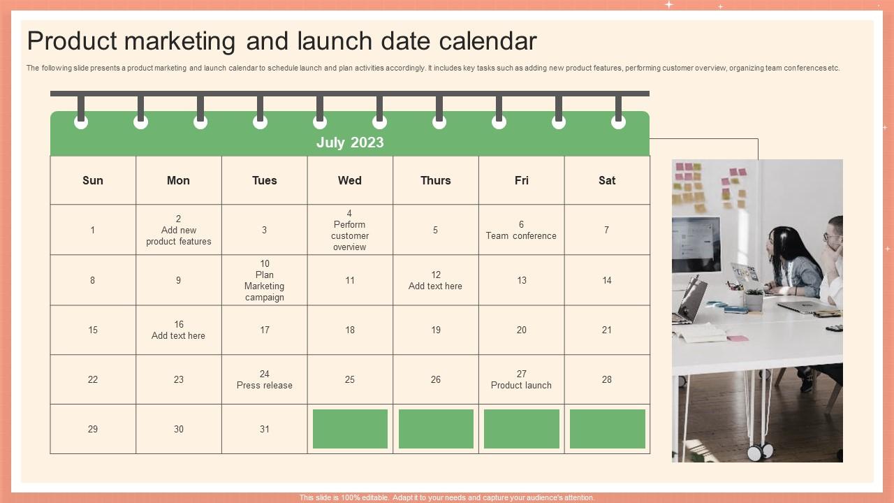Product Marketing And Launch Date Calendar PPT Presentation