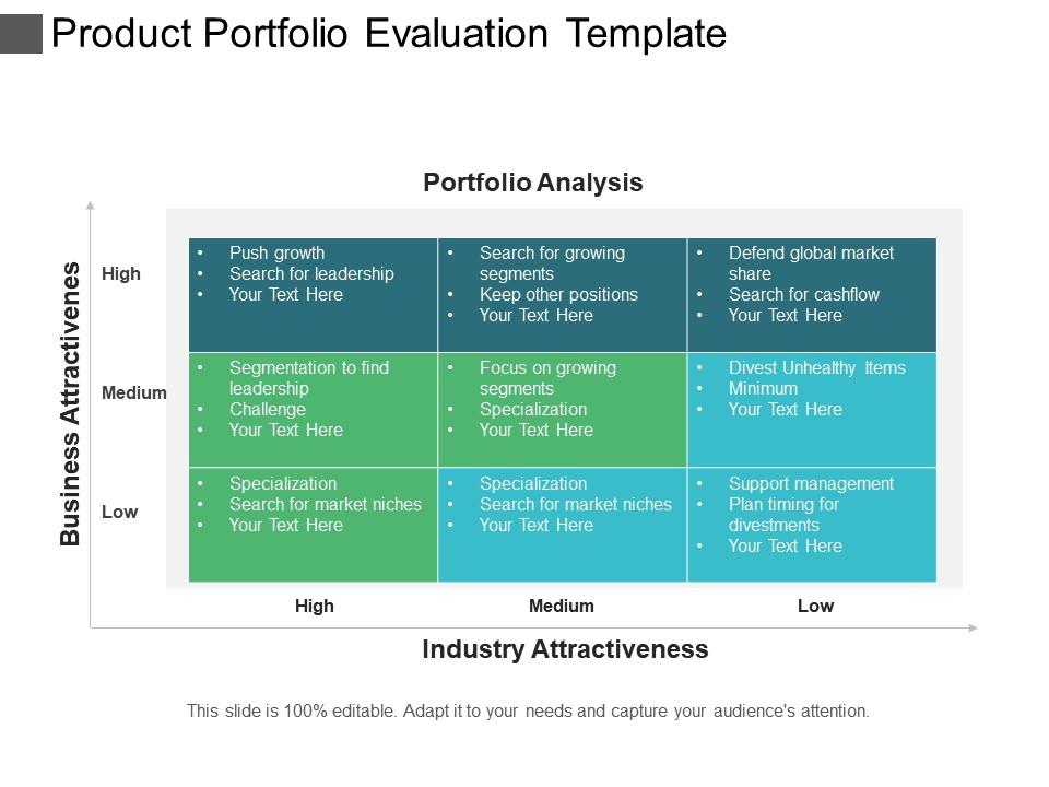 Product portfolio evaluation template ppt background Slide00