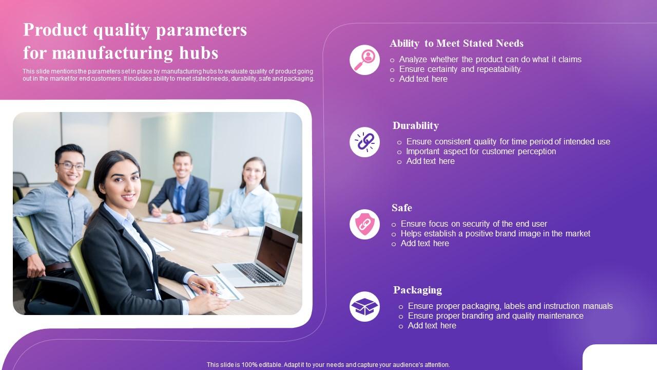 Product Quality Parameters For Manufacturing Hubs PPT PowerPoint
